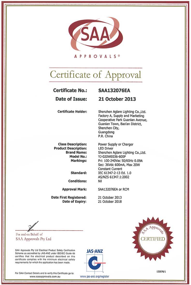LED driver Certificate